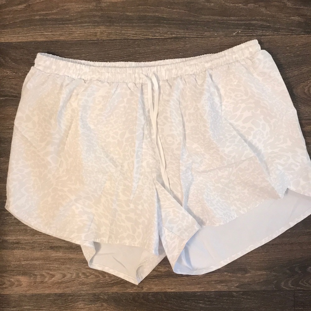 old Navy white cheetah running shorts